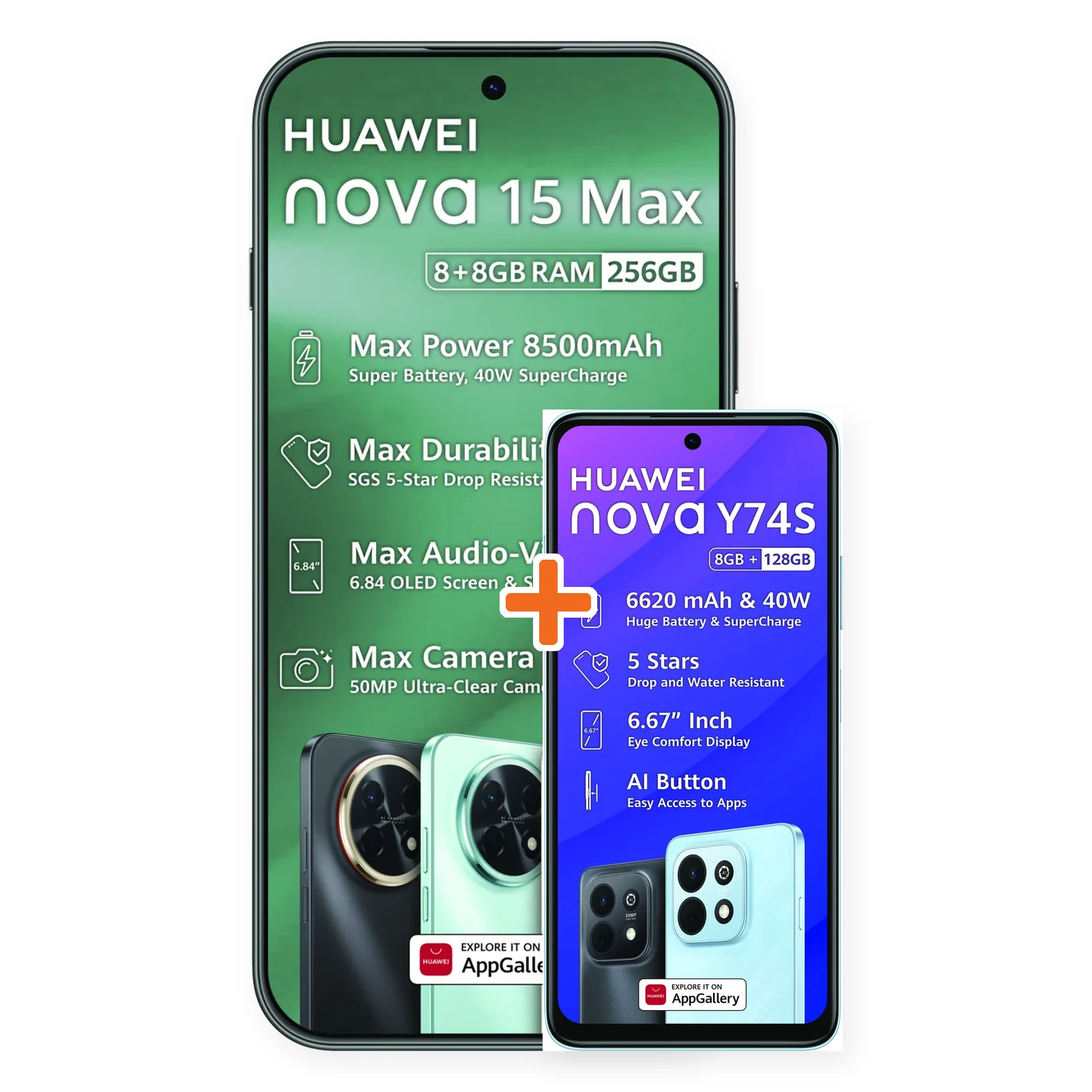 nova 15 Max 256GB + HUAWEI nova Y74s 128GB