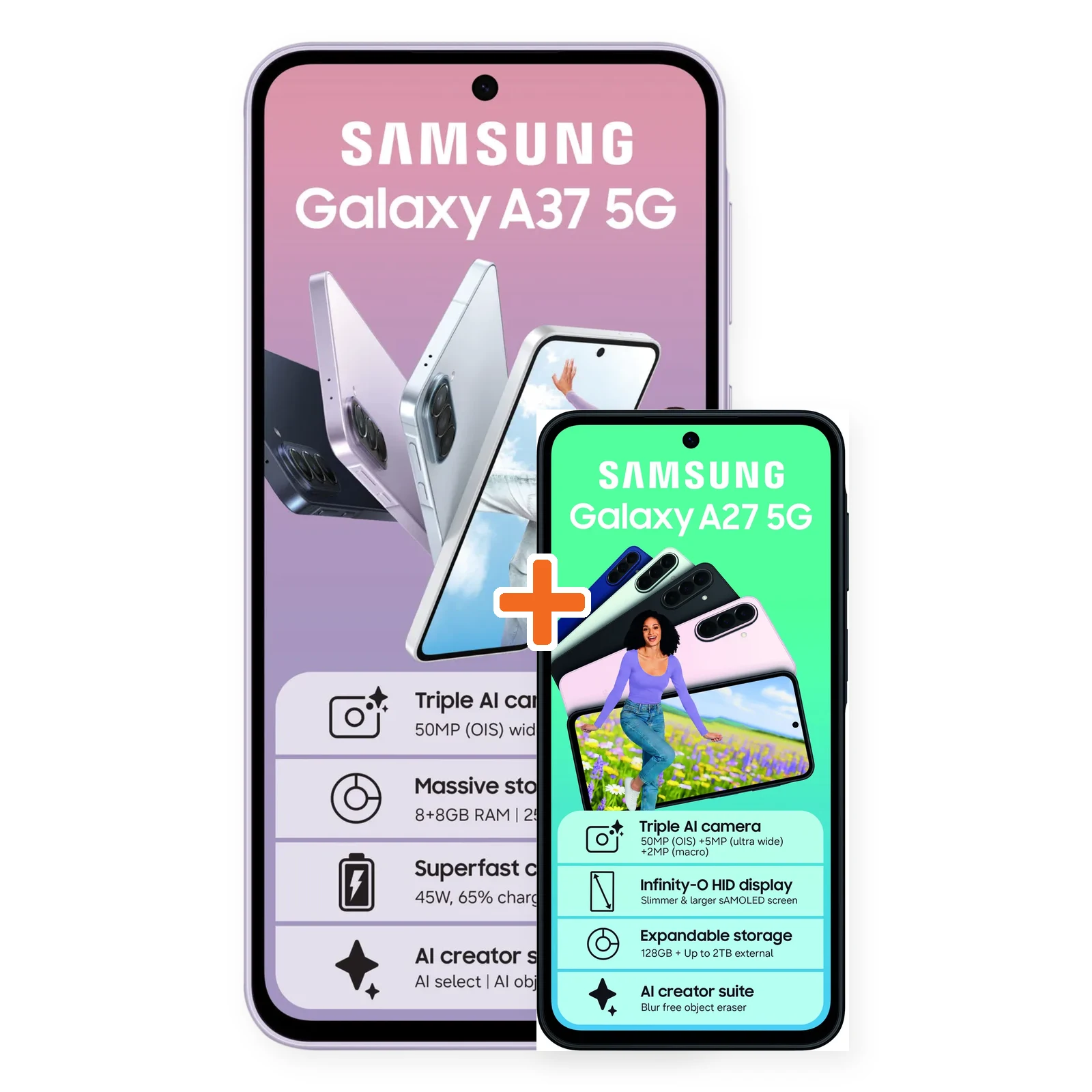 Galaxy A37 256GB + Samsung Galaxy A27 128GB